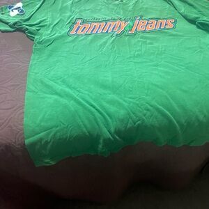 Vintage 90’s Tommy Jeans Racing Gear Green Short Sleeve T Shirt XL
